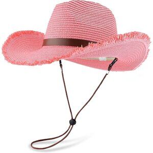 SHAPEABLE Floppy Sun Hat Wide Birm Fedora Panama Hat for Men & Women-Pink
